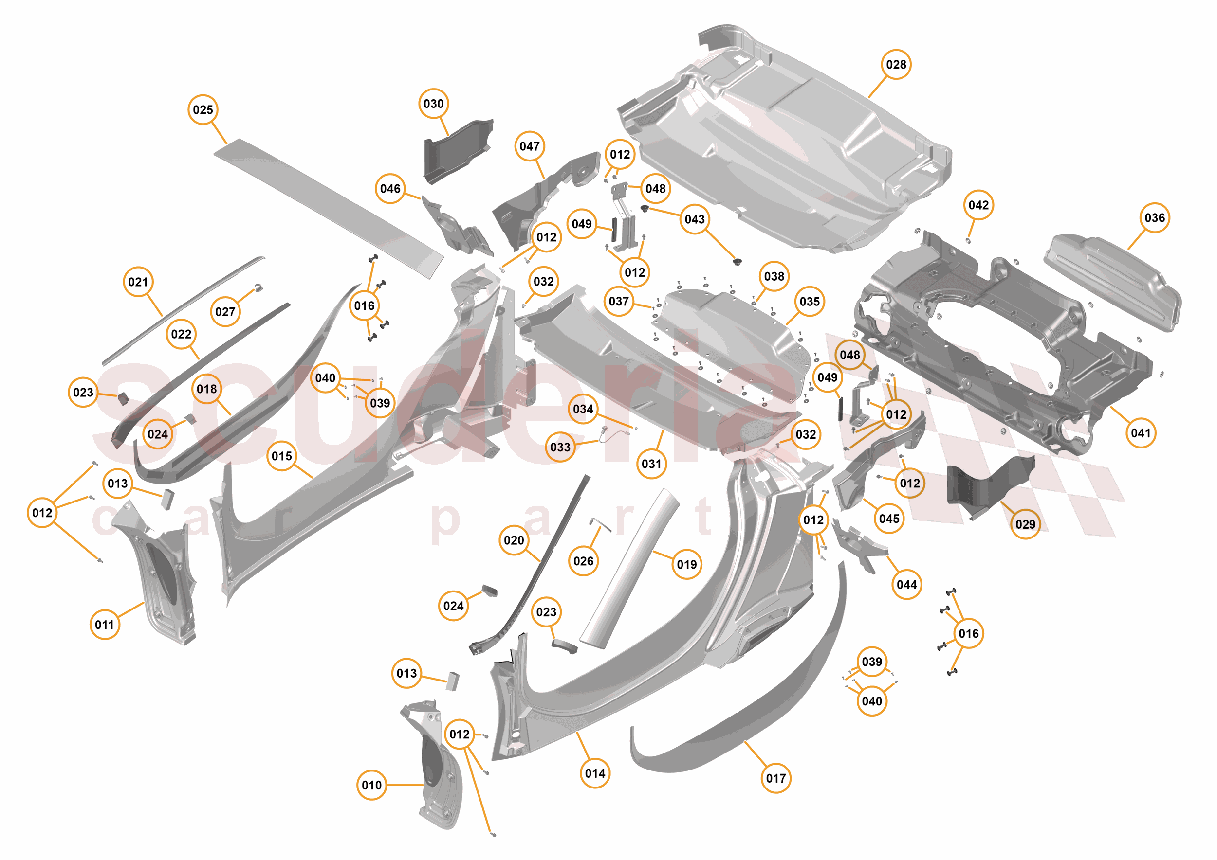 4 - A4 - PANELS, GLAZING, AND PAINT - 4.3 - 03 - ROOF & BODYSIDE PANELS of McLaren McLaren McLaren 675LT Spider