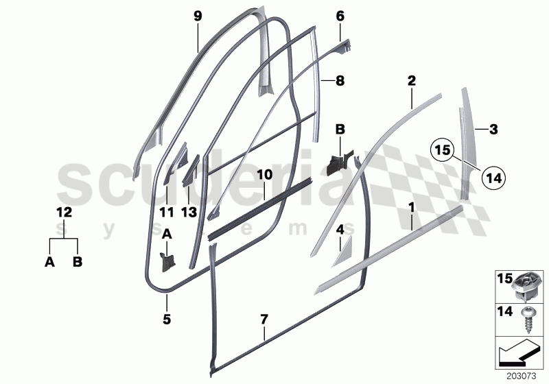 Trims and seals, door, front of Rolls Royce Rolls Royce Ghost Series I (2009-2014)