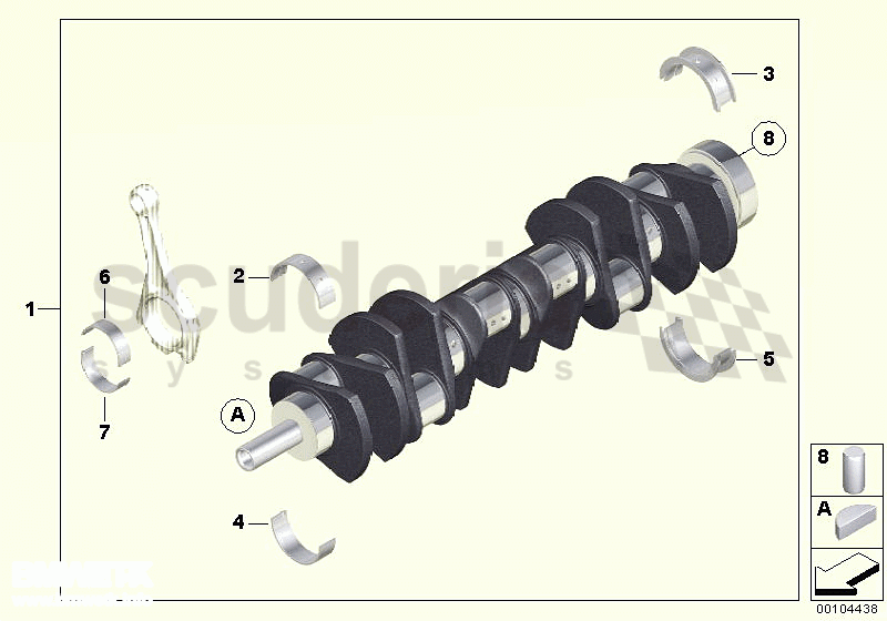 Crankshaft with bearing shells of Rolls Royce Rolls Royce Phantom Drophead Coupe
