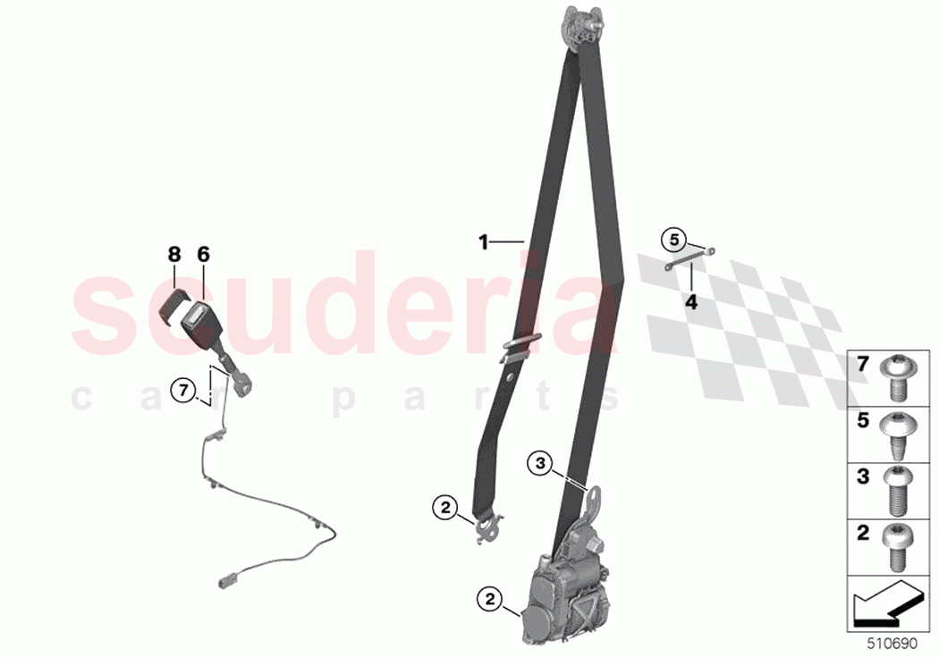 Safety belt front of Rolls Royce Rolls Royce Cullinan RR31(2017-2023)