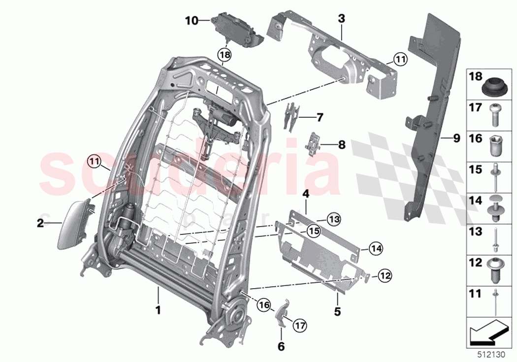 Seat front backrest frame of Rolls Royce Rolls Royce Cullinan RR31(2017-2023)