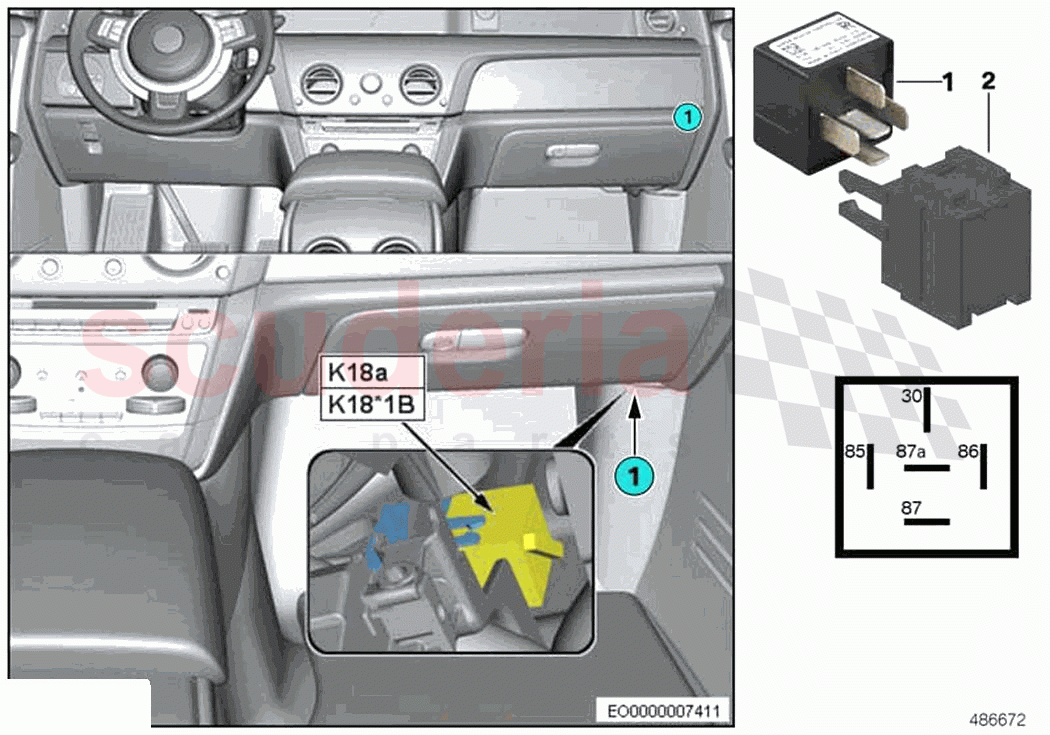 Relay wiper rest position heating K18 of Rolls Royce Rolls Royce Cullinan RR31(2017-2023)