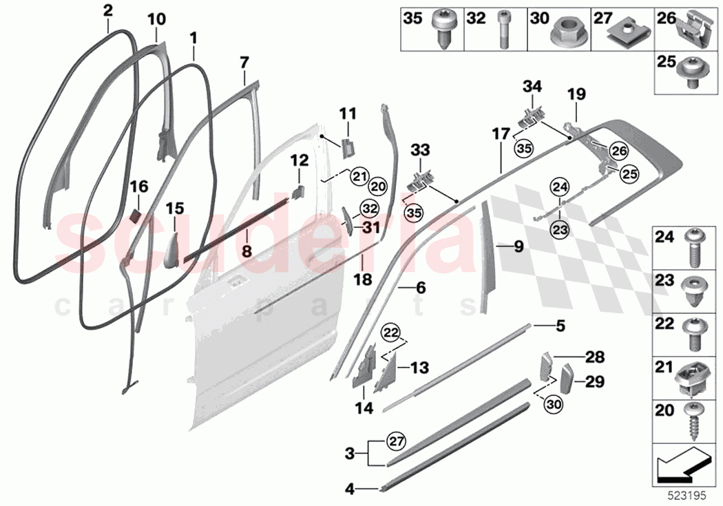 Trims and seals door front of Rolls Royce Rolls Royce Cullinan RR31(2017-2023)