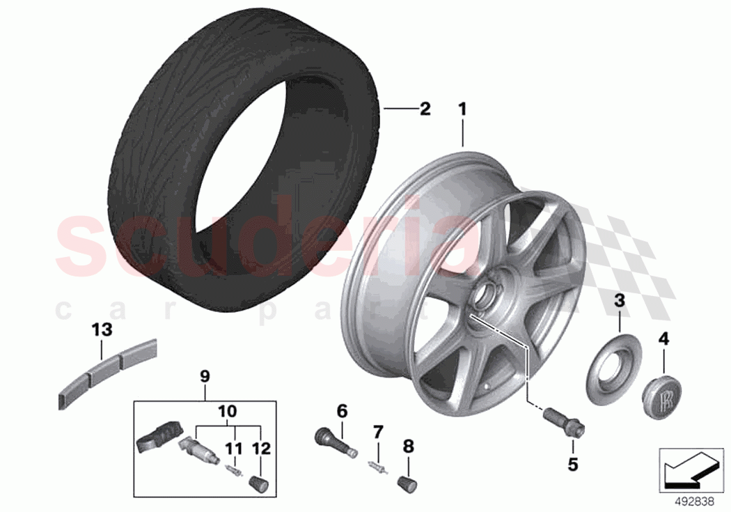 Light alloy wheel styling 677 of Rolls Royce Rolls Royce Cullinan RR31(2017-2023)