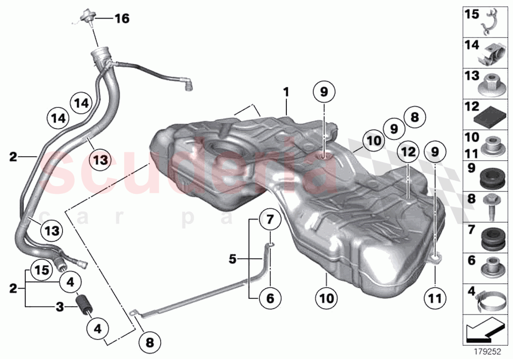 Fuel tank mounting parts of Rolls Royce Rolls Royce Dawn RR6(2017-2023)
