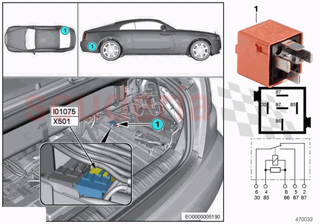 Relay for convertible top I01075 of Rolls Royce Rolls Royce Dawn RR6(2017-2023)