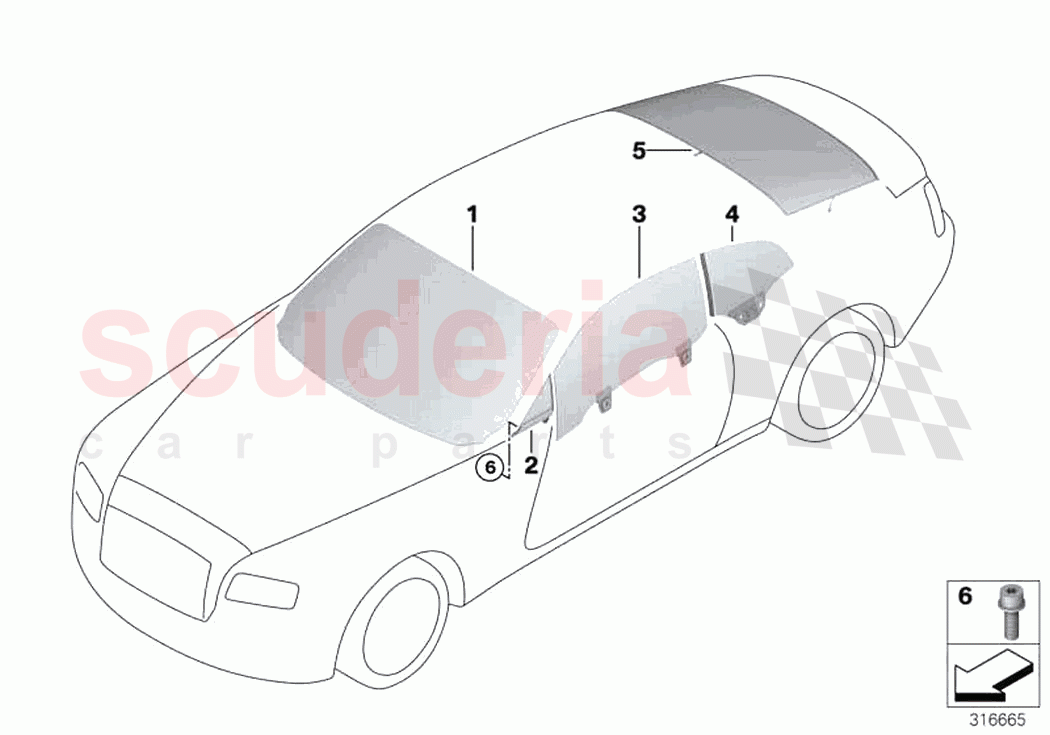 Glazing of Rolls Royce Rolls Royce Dawn RR6(2017-2023)