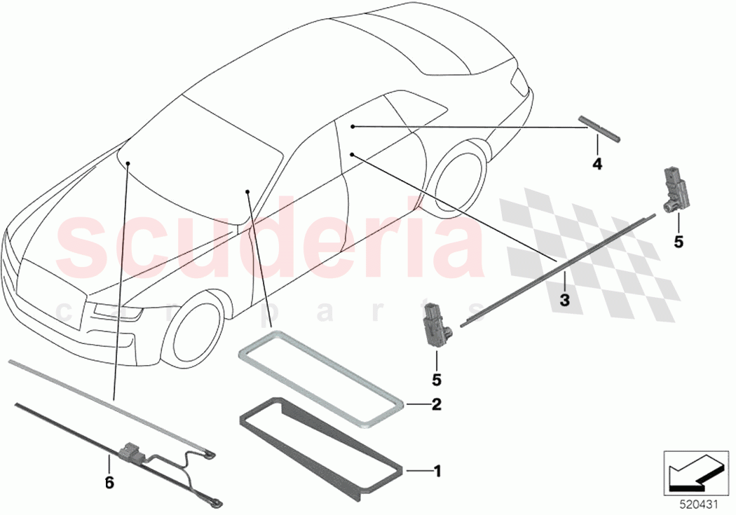 Fibre optic conductor vehicle interior of Rolls Royce Rolls Royce Ghost Extended RR22(2019-2023)