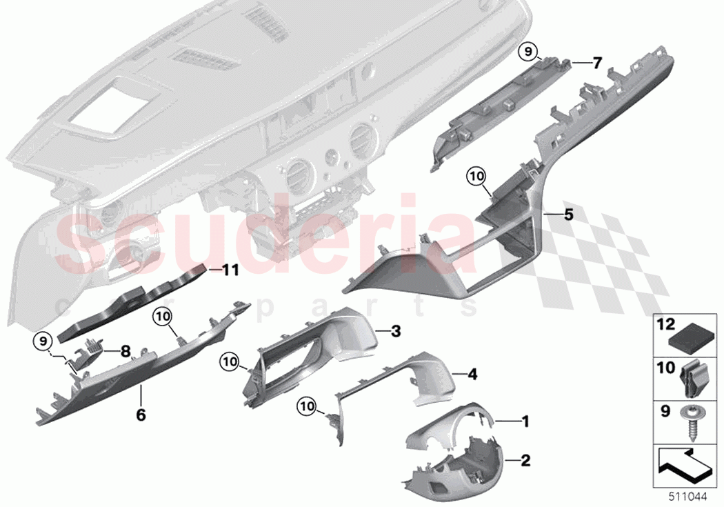 Instrument panel bottom section of Rolls Royce Rolls Royce Ghost Extended RR22(2019-2023)