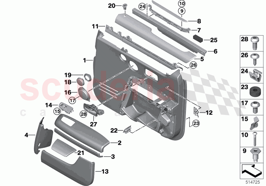 Mounting parts door trim rear of Rolls Royce Rolls Royce Ghost Extended RR22(2019-2023)