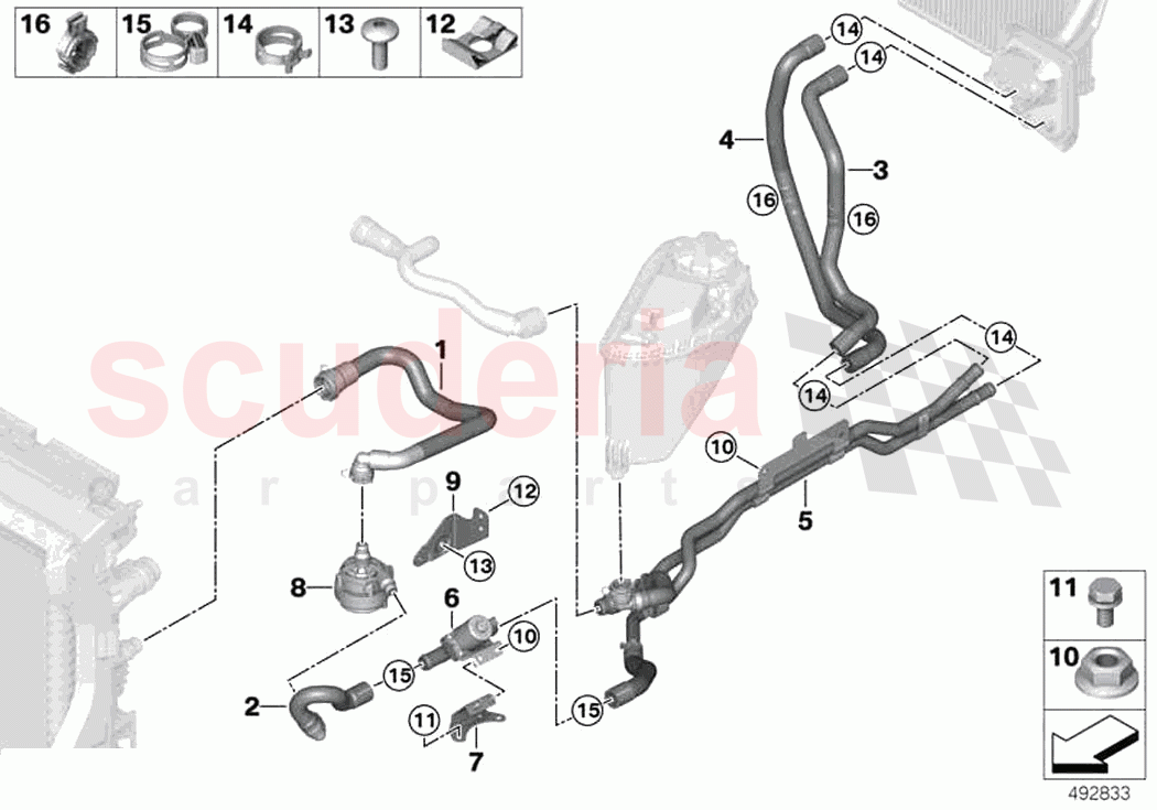 Cooling water hoses of Rolls Royce Rolls Royce Ghost RR21(2019-2023)