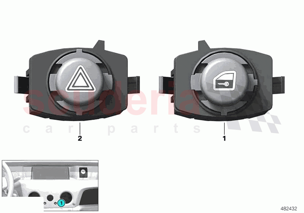 Switch hazard warning central locking of Rolls Royce Rolls Royce Ghost RR21(2019-2023)