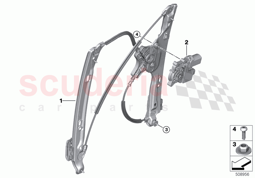 Door window lifting mechanism rear of Rolls Royce Rolls Royce Ghost RR21(2019-2023)