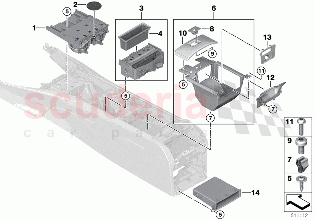Storage compartment centre console of Rolls Royce Rolls Royce Ghost RR21(2019-2023)