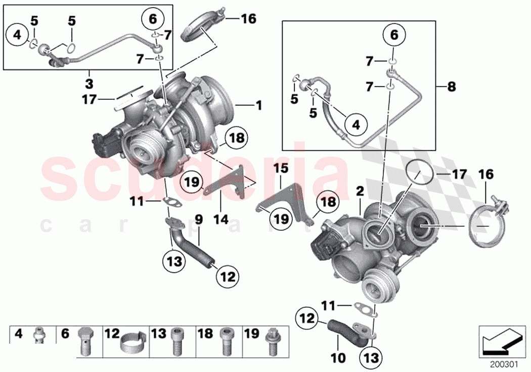 Exhaust turbocharger with lubrication of Rolls Royce Rolls Royce Ghost RR4(2017-2019)