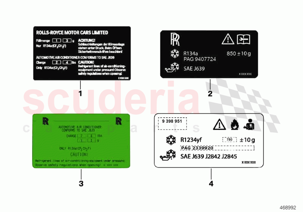 Label coolant of Rolls Royce Rolls Royce Ghost RR4(2017-2019)