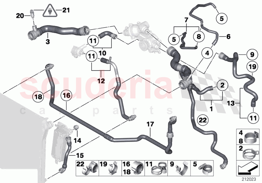 Cooling system water hoses of Rolls Royce Rolls Royce Ghost RR4(2017-2019)