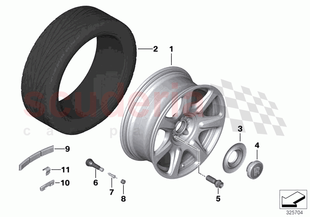 Light alloy wheel styling 462 of Rolls Royce Rolls Royce Ghost RR4(2017-2019)