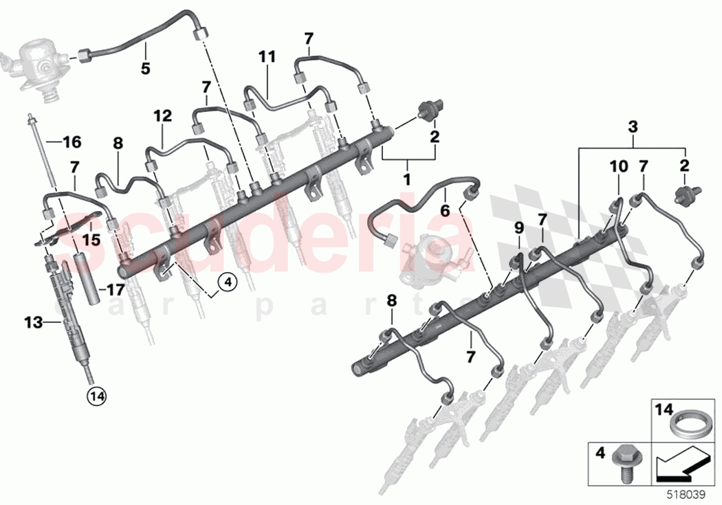 High pressure rail injector line of Rolls Royce Rolls Royce Phantom Extended RR12(2017-2023)