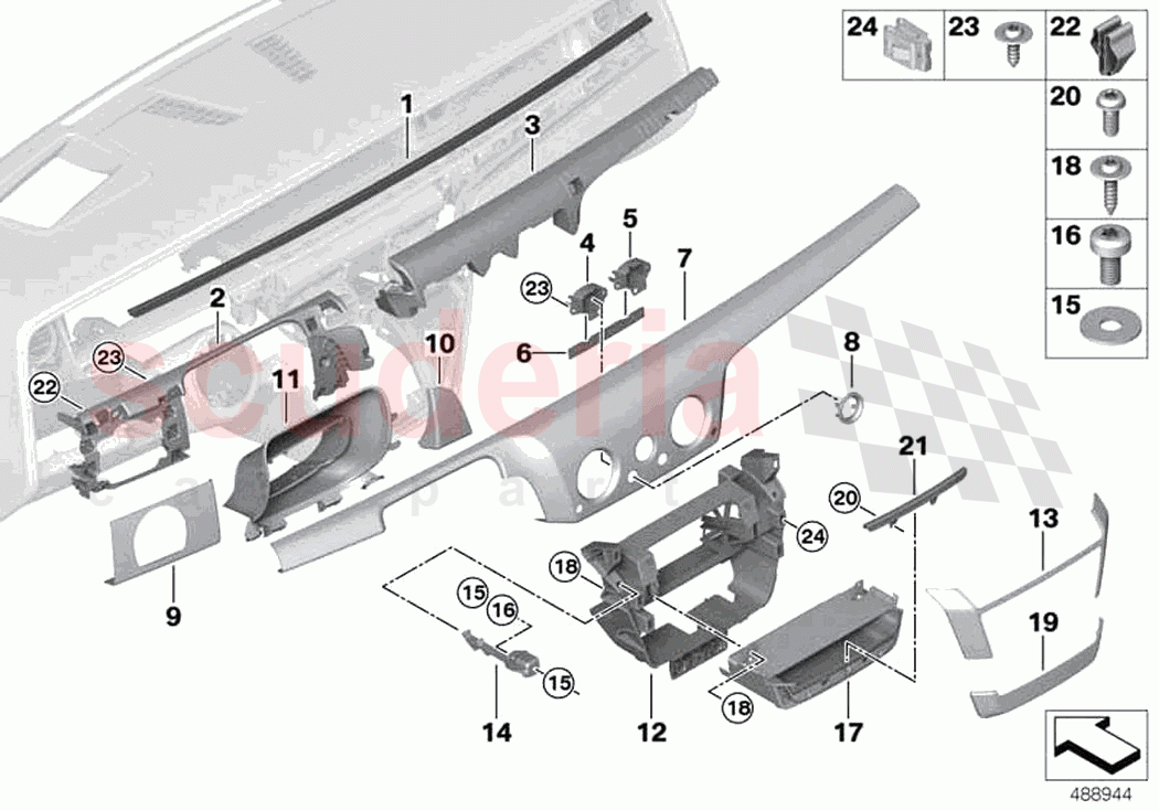 Instrument panel centre of Rolls Royce Rolls Royce Phantom Extended RR12(2017-2023)