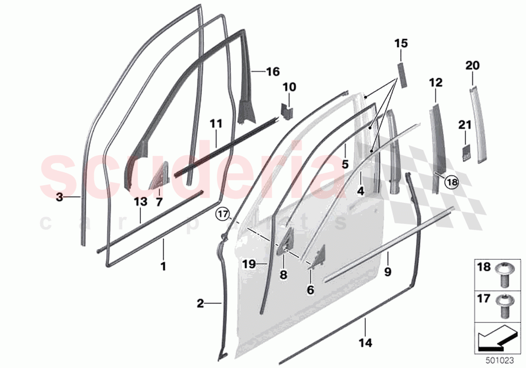 Trims and seals door front of Rolls Royce Rolls Royce Phantom Extended RR12(2017-2023)