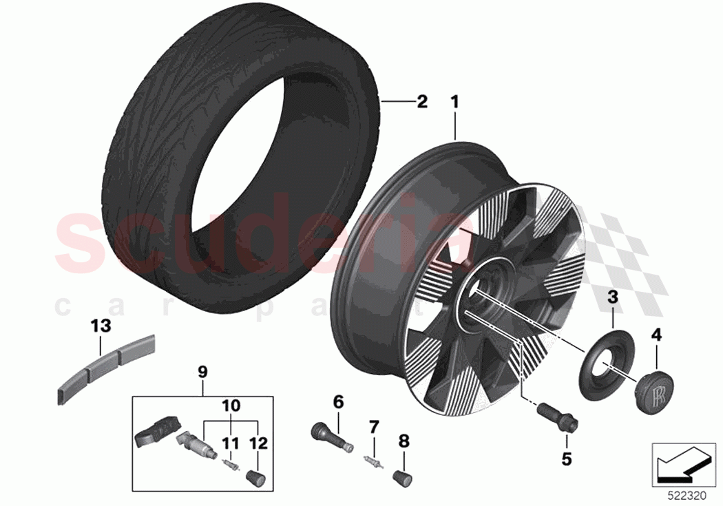 Light alloy wheel styling 924 of Rolls Royce Rolls Royce Phantom RR11(2017-2023)