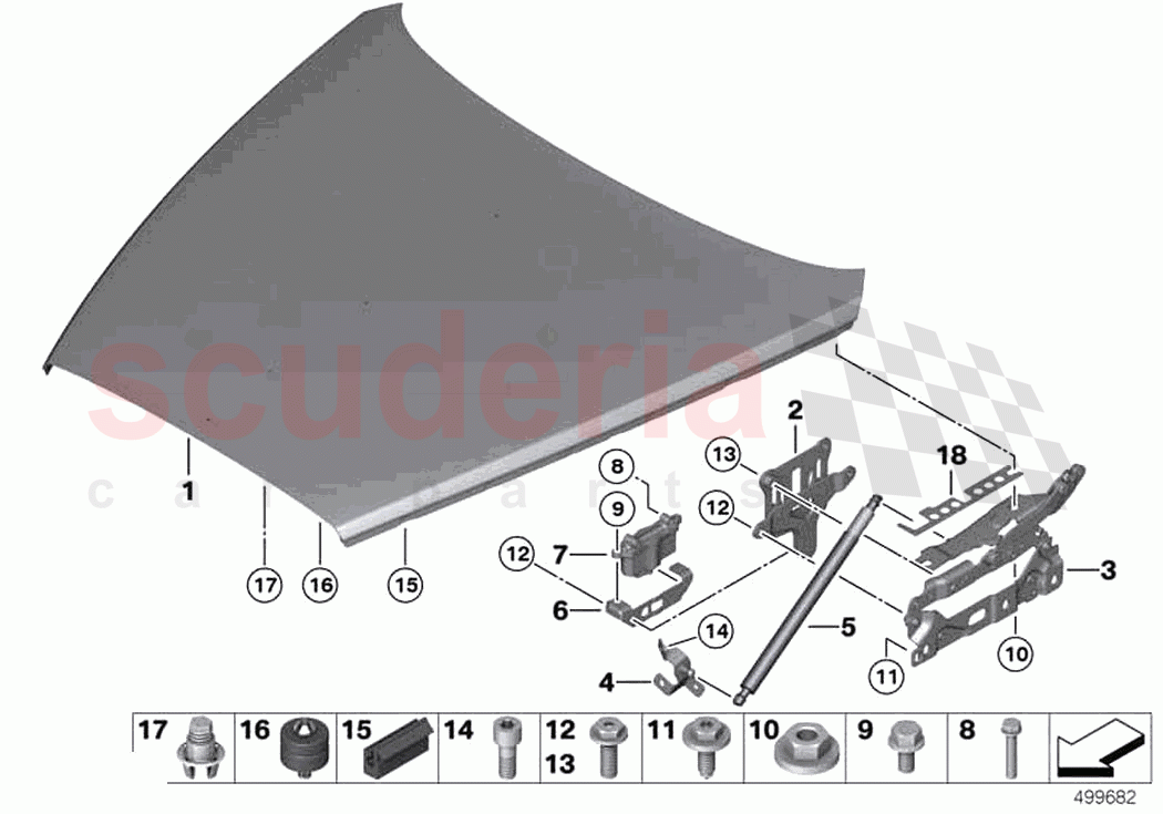 Engine hood mounting parts of Rolls Royce Rolls Royce Wraith RR5(2017-2023)