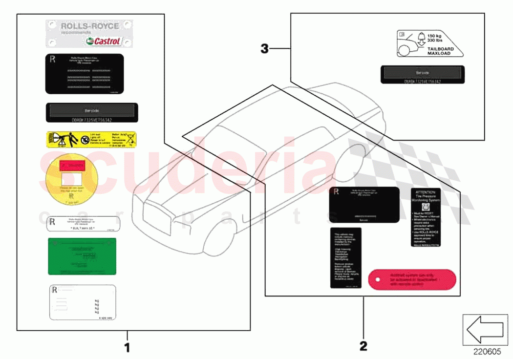 Assorted information plates of Rolls Royce Rolls Royce Wraith RR5(2017-2023)