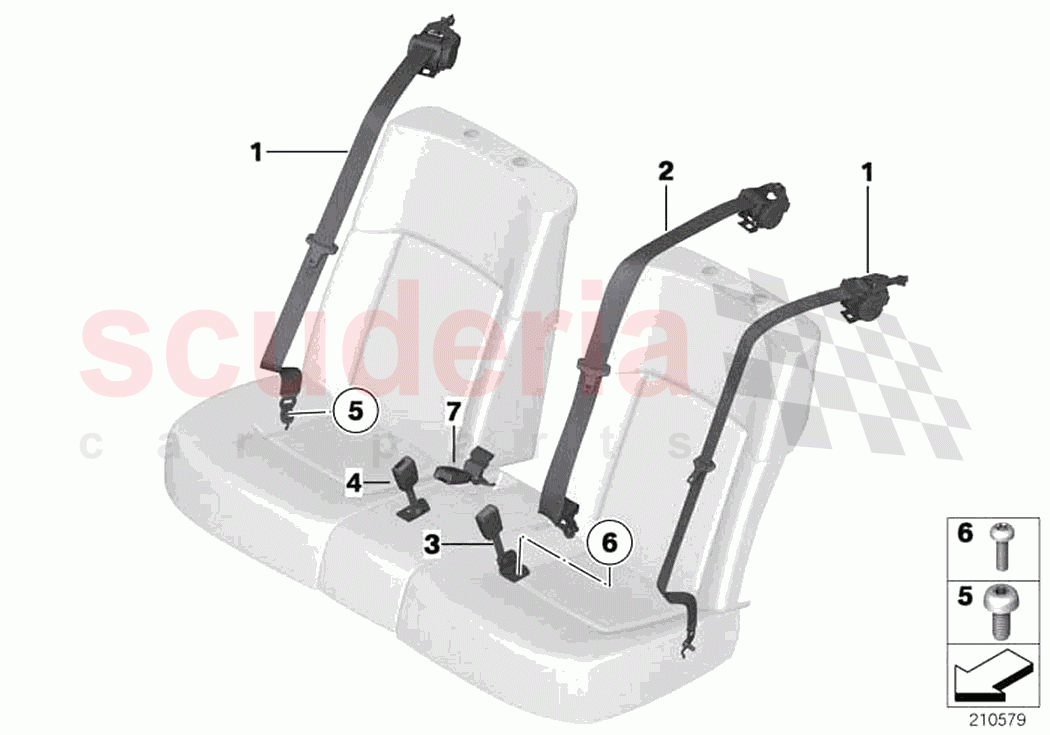 Safety belt rear of Rolls Royce Rolls Royce Wraith RR5(2017-2023)