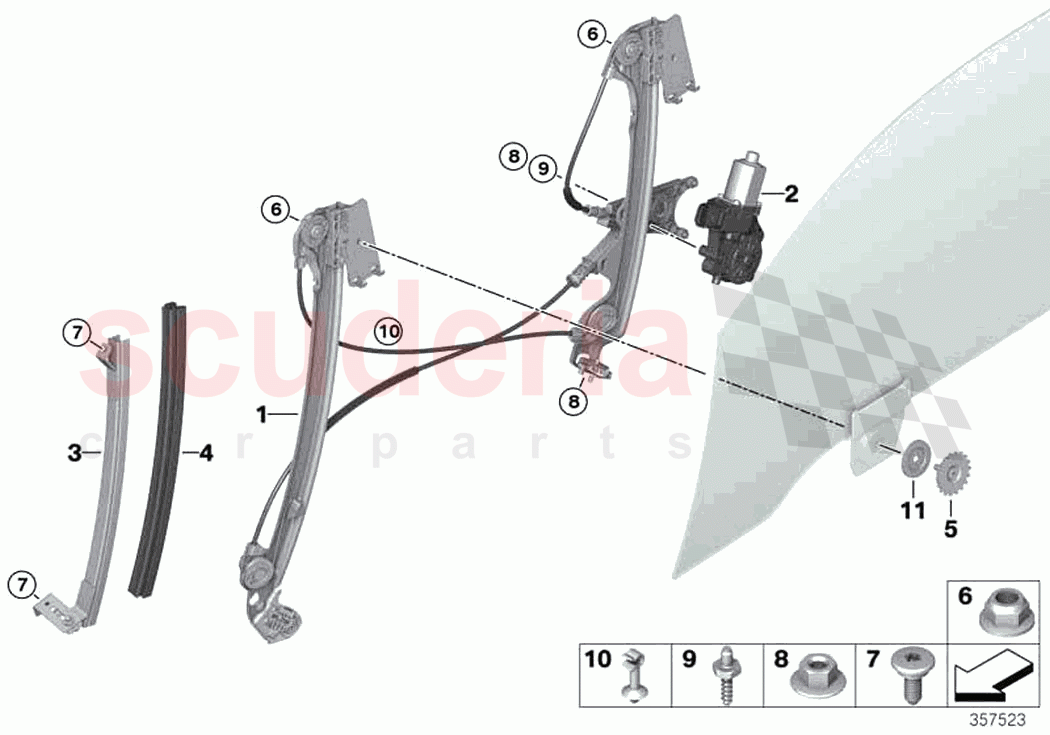 Door window lifting mechanism front of Rolls Royce Rolls Royce Wraith RR5(2017-2023)