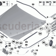 Gas pressurized spring, hood for 