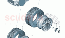 Genuine accessories Aluminium rim with winter tyre For attachment to:
