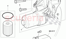 oil filter with flange and oil cooler, cap