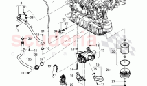 oil pump, oil strainer, control flap, oil cooler, oil filter, guide tube