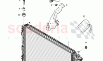 Coolant radiator, reservoir with attachment, parts