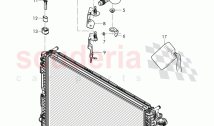 Coolant radiator, reservoir with attachment, parts