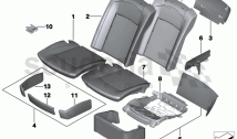 Business seat, rear cushion/cover