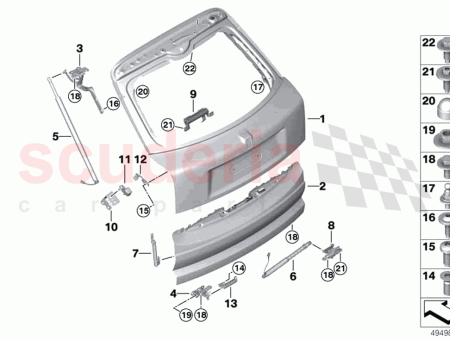 Photo of Hinge trunk lid top left…