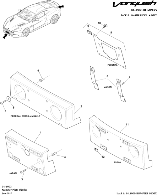Part Diagram for Aston Martin CD33-17A835-BA