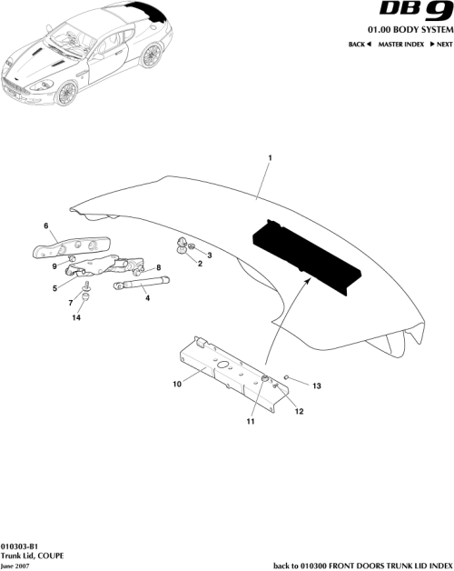 Part Diagram for Aston Martin 4G43-40110-BE