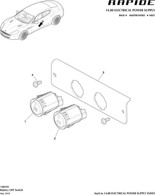 Part Diagram for Aston Martin 6G33-10B774-BA