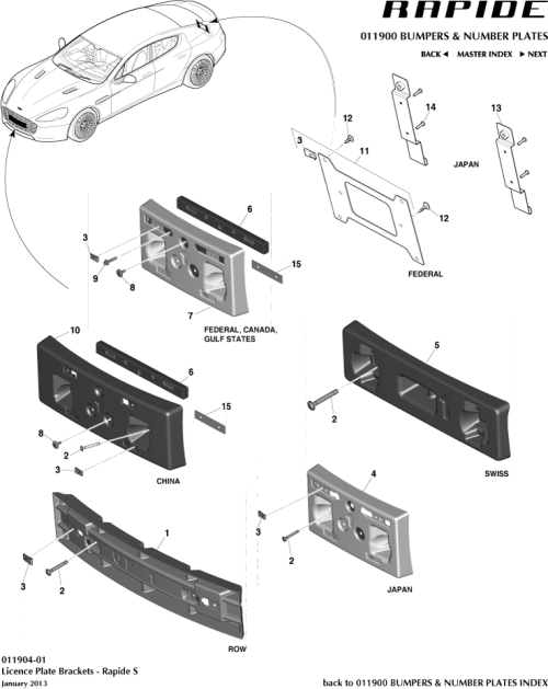 Part Diagram for Aston Martin DD43-17A835-CB