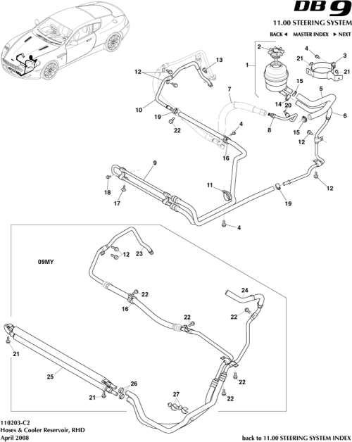 Part Diagram for Aston Martin 8D33-3F558-BB