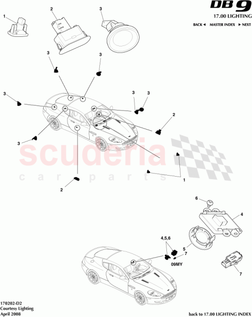 Part Diagram for Aston Martin 4G43-37-10018
