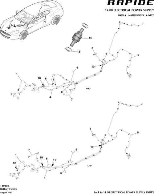 Part Diagram for Aston Martin GD43-14B278-LA