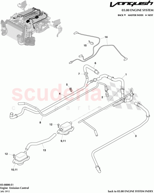 Part Diagram for Aston Martin CD33-9E498-BA