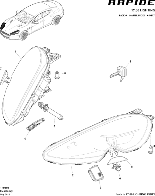 Part Diagram for Aston Martin AD43-13W029-BE