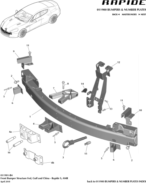Part Diagram for Aston Martin DD43-17E952-BB
