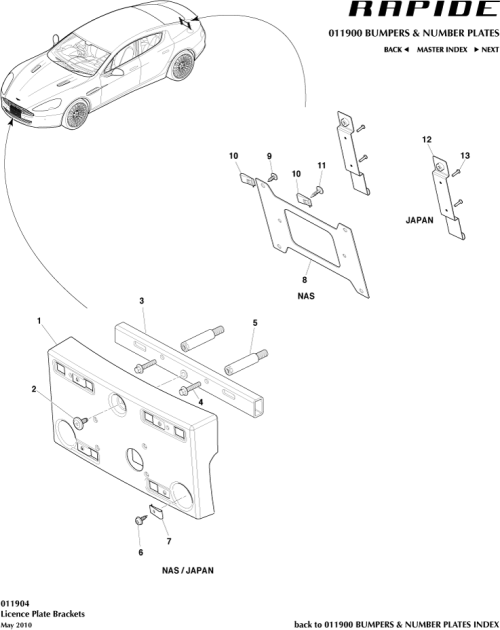 Part Diagram for Aston Martin AD43-16E146-BA