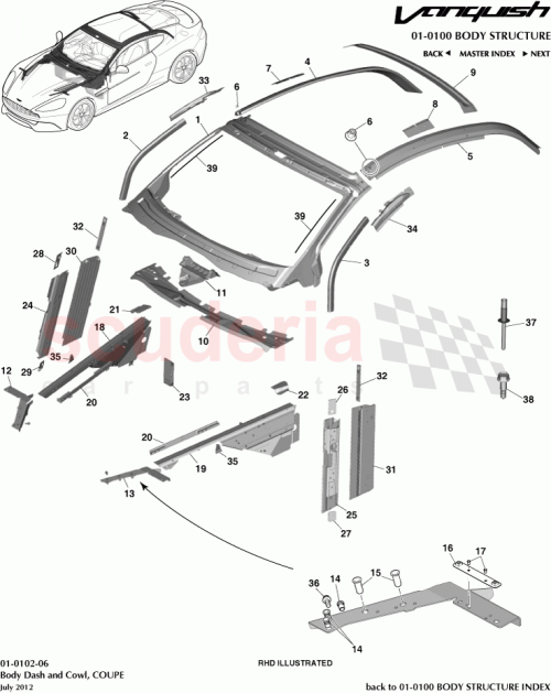 Part Diagram for Aston Martin DG43-C513A08-BA